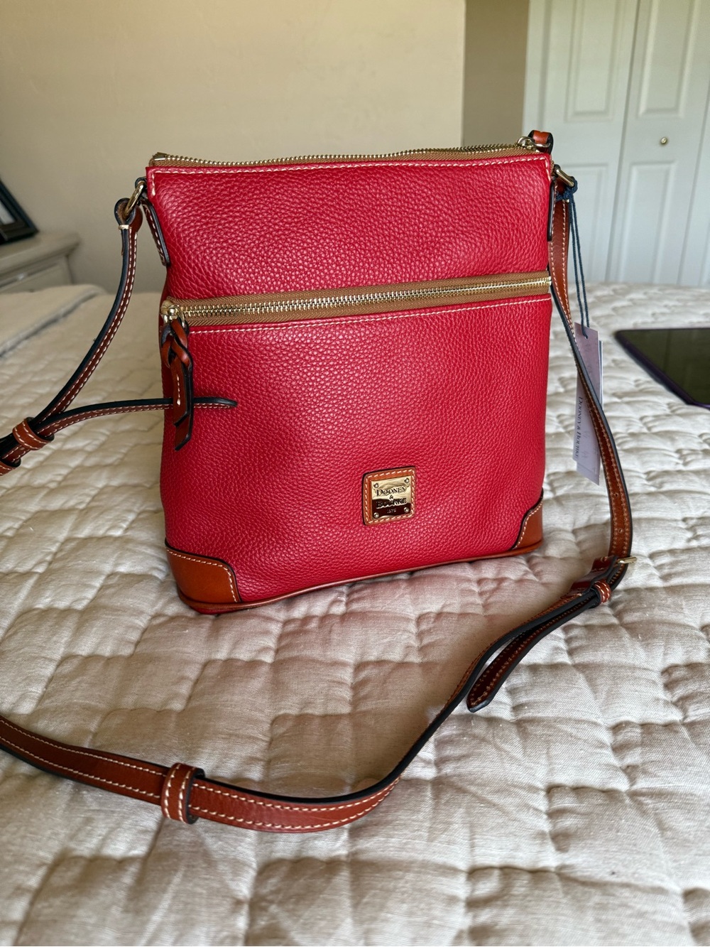 Dooney and Bourke pebble leather crossbody red